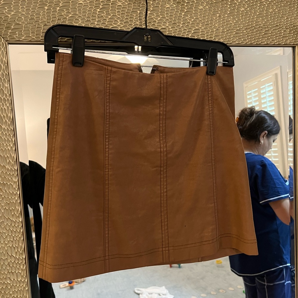 Dark brown, leather free people skirt